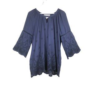 AliceBlue For Stitchfix Navy Bellsleeve Eyelet Top Size 8